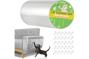Lewondr Anti-Scratch Cat Deterrent Tape, 7.87x118 Inches Transparent Clear Furniture Protector, Single Side Training Tape With 30 Pins for Couch, Carpet, Doors