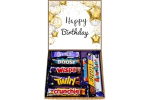 BAKING FRIENDS Cadburys Happy Birthday Chocolate Gift Sweet Box Hamper - 8 Full Size No Multi Pkt Dairy Milk Crunchie Curly wurly letterbox chocolate Birthday Present 13th 16th 18th 21st 30th 40th 50th 60th