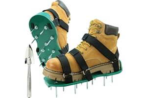 Aérateur Pelouse Chaussure, HSLighting Installation Gratuite, Chaussures À Gazon pour Aérer Efficacement avec Ongles, Idéal pour L’Entretien De Votre Pelouse, Chaussures À Ongles Scarificateur Gazon