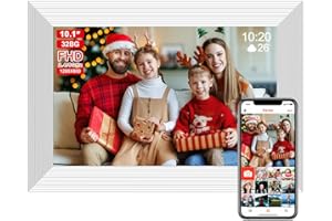 QCREA Frameo 10.1 Inch Smart WiFi Digital Photo Frame,Digital Picture Frame Wi-Fi with 32GB Storage & SD Slot, Electronic Picture Frame IPS Touch Screen with Auto-Rotate, Frameo Digital Frame WiFi -White
