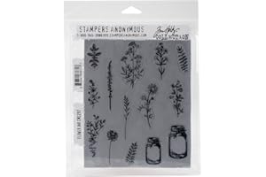 STAMPERS ANONYMOUS Art Gone Wild AGCMS297 Tim Holtz Flower Jar Cling Rubber Stamp Set, Synthetic Material, Multi-Colour, 24.5 x 18 x 0.6 cm