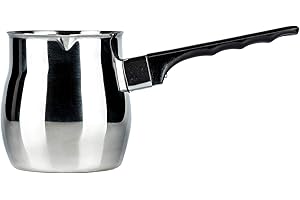 Café Olé S8059/24 Stainless Steel Turkish Coffee Pot Cezve Ibrik Style Traditional Stovetop Coffee Maker 24oz (680ml), Silver,black