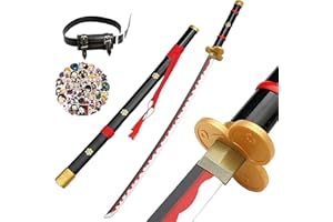 Uing Épée en Bois Exquis de Tueur de démons pour Roronoa Zoro, Enma, Katana Japonais, Fans d'Anime Cosplay, Fait à la Main, Objets de Collection, Black
