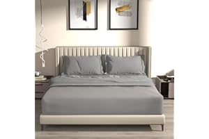 UHOUSEST King Size Fitted Sheet Grey, Extra Deep Fitted Sheets with 16 inch 40 cm, Soft Microfiber Double Fitted Sheet, Bed Sheets Breathable Deep, Ease Care & Fade Resistant 150x200cm