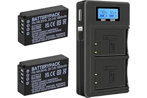 PALOGREEN 2 pezzi EN-EL20 EN-EL20a Batterie per fotocamere e Smart LCD Display Caricatore USB doppio per Nikon Coolpix P950, P1000, DL24-500, Coolpix A, 1 AW1, 1 J1, 1 J2, 1 J3, 1 S1, 1 V3 Fotocamera Digitale