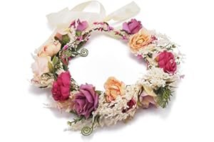 KOCRIS CASA Blumenkranz Haare Haarkranz Blumen Haarreif Blumenkrone Blumenhaarkranz Kinder Haarband Hochzeit Braut Blumenhaarband Für Damen 018