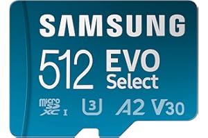Samsung EVO Select (2024) microSD card + SD adapter, 512GB, Memory card for smartphone and tablet, UHS-I U3, 4K UHD, Full HD, 160 MB/s Read, MB-ME512SA/EU