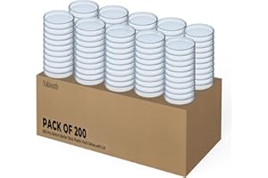 200 Packs Sterile Thick Plastic Petri Dishes with Lid, Vabiooth 60mm Dia x 15mm Deep Clear 3 Vents Petri Dish for Lab Science Experiment