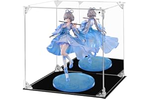 FHMIDIC Vitrine en acrylique transparent avec dos miroir, résistante à la poussière, verre alternatif pour objets de collection, figurines, Lego, modèles, jouets (25 x 25 x 25 cm)