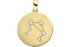 Jobo Sternzeichen-Anhänger aus 333 Gold matt mit Zirkonia