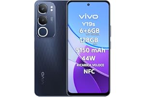 vivo Y19s, Smartphone 6+6GB RAM, 128GB ROM, Cameraphone 50MP, AI modalità notte, 6.68”, 44W Ricarica veloce, Batteria da 5150 mAh, NFC, Dual SIM, Luce Dinamica, IP64, nero