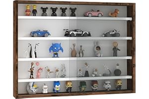 HOMCOM Vetrina Espositiva da Parete a 4 Ripiani Regolabili, Vetrinetta per Collezionismo, Bacheca Espositore a Muro per Oggetti da Collezione, in Vetro e Truciolato, 80x9.5x60 cm, Marrone