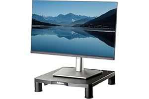 Fellowes Supporto Monitor Everyday – Nero – Regolabile in altezza (3 livelli), ergonomico con gestione cavi – Per PC, laptop, iMac, notebook – Portata max 27 kg