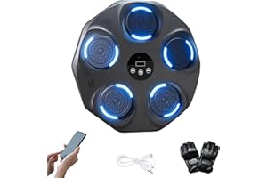 MAGIC SELECT Máquina de Boxeo Musical Equipo de Entrenamiento para Pared con LED, Guantes de Boxeo, Bluetooth y Luces al Ritmo de la Música. Maquina de Boxeo para Niños/Adultos. (9 Modos, 43x43 cm)