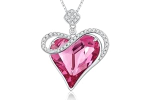 jiamiaoi Łańcuszek z zawieszką w kształcie serca 18-karatowego białego złota z austriackim kryształem, wisiorek w kształcie serca, kolczyki wiszące, srebrne serce, srebrny łańcuszek, prezent dla ukochanej osoby