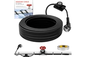 XDOVET Heizkabel für Wasserleitungen 25W/M, 8M Heizkabel mit Thermostat, Rohrbegleitheizung, Frostschutz Begleitheizung Wasserleitung aus Metall und Kunststoff 230V