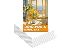 Ciusdkler 20x25cm Blank Canvas Boards, Acid Free Pre-Stretched Canvas, 12 Packs for Acrylic, Oil, Water Painting