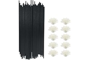 LAHVIUU Duftstäbchen 50 Stück Schwarz Raumduft Stäbchen Diffusor Stäbchen Raumduft Diffuser mit 10 Blumen Ersatz Duft Stäbe für Büro,Zuhause, 25cm x 3mm