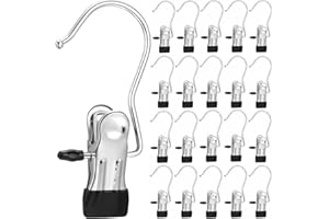 Skroad 20 Pack Hanging Clip, Stainless Steel Boot Hanger for Closet Organizer, Clothes Pins Laundry Clip for Hanging Jeans, Pants, Towel, Hat, Wigs, Sock, Blanket, Rugs, Scarves