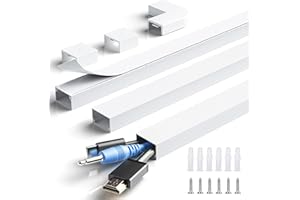 MUDEELA Canaleta Cables Pared Adhesivo, 1.2M Canaleta Cables, Organizador de Cables de Pared, Cubierta de Cable, Ocultar Cables TV –3 x 24mm (Ancho) x 14 mm (Alto) x 400 mm de Longitud – Blanco