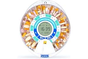 Zoksi Automatic Pill Dispenser with Alarm, Electronic Monthly Pill Organizer for Elderly, Timed Pill Dispenser with Light/Sound Alarm, Locked Pill Box for Any Dosage