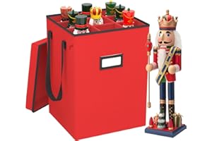 VERONLY Aufbewahrungsbox für Nussknacker & Figuren - Organizer für Weihnachtsdekoration bis 16 Zoll 41 cm - Mit verstellbaren Trennwänden Nussknacker Nicht inklusive(Rot)