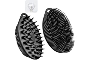 WACURRENTHYD 1PCS Silicone Body Scrubber, Silicone Loofah, Body Wash Scrubber, Body Scrub Brush, Body Scrubbers for Use in Shower, Silicone Loofah Body Scrubber, Exfoliating Body Scrubber, Adhesive Hooks (Black)