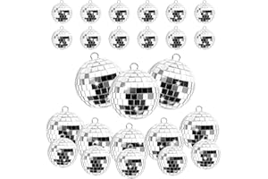 AOROPS Disco Spiegel Ball, 25 Stück Silber Spiegelkugel zum Aufhängen, Mini Discokugel Deko Kleine Discokugeln mit Seil für Home Party Hochzeit Weihnachtsbaum Geburtstagsfeier Dekoration(4 Größe)