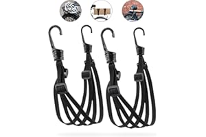 PRETEX Set da 2 Corde Elastiche con Gancio - Ganci Elastici 60cm, Lunghezza totale 105cm - Corda Elastica con Gancio per Teloni, Portapacchi, Auto e Bici - Ragni Elastici Militari