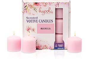 Hyoola Velas Votivas con Perfume - Velas Perfumadas con Aroma a Magnolia - Rosa Claro - 12 Horas de Combustión - Pack de 9 Velas Aromáticas - Hechas en Europa