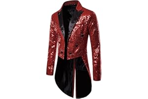 NALATIA Frac da Uomo Cappotto Brillantini con Paillettes Glitterati Blazer Giacche Casual Smoking Vestito Elegante Cerimonia Giacca Uomo Vintage Festa di Nozze Costume Abbigliamento Medievale Cappotto Lungo