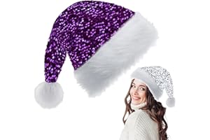 COSORO Pailletten Weihnachtsmütze für Erwachsene Kinder,Nikolausmütze Plüsche Weihnachtsmann Mütze,Unisex Warm Dicker Nikolaus Mütze Perfekt für Männer Frauen Familie Weihnachtsfeier