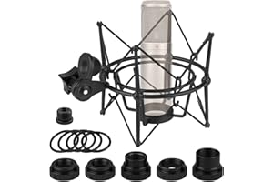 Geekria for Creators Mikrofon-Stoßdämpferhalterung, kompatibel mit Rode NT-USB, NT1-A, NT2-A, NT1000, NT2000, Procaster, K2, Mikrofon-Anti-Vibrations-Adapter, Mikrofonhalter-Clip (Schwarz/Metall)