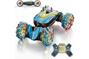 4DRC RC Macchina Acrobatica per Ragazzi 6-12, 2.4GHz 4WD con Sensore Gesti, Funzione Torsione, Luci, Spray, Musica, Rot. 360°, 2 Batt. Ricaricabili — Off-Road, Regalo Ragazzi & Ragazze