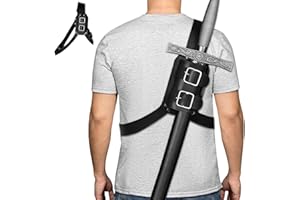 LEKEFETO Spada medievale retrò, per spalle, schiena, vagina, rana, spada regolabile, porta spada Katana, cinturino per spada in PU, per cosplay e samurai - nero