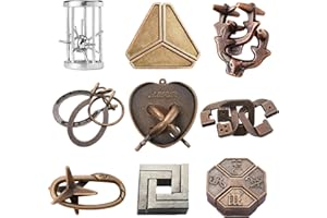 Tyafzzn 9 sztuk puzzli metalowy zestaw puzzli, metalowa zabawka puzzle, gra cierpliwa dla dzieci, gra IQ, gra cierpliwa, metalowe knobelli, zestaw upominkowy dla dorosłych nastolatków