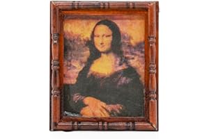 Odoria 1/6 Miniatura Pintura de Mona Lisa con Marco de Madera Decorativo para Casa de Muñecas