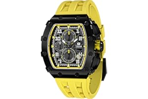 TSAR BOMBA Montre Homme Montre de Luxe Etanche 50M Tonneau Analogique Chronometre Squelette Carrée Grand Cadran Plongee Sport Montres Mouvement Japonais Bracelet Silicone Miroir Saphir Lumineux