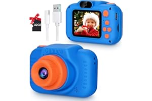 POSO, Fotocamera digitale per bambini e bambine di 3-10 anni, con scheda SD da 32 GB, 1080p, HD, schermo da 2", fotocamera per selfie, idea regalo per compleanno
