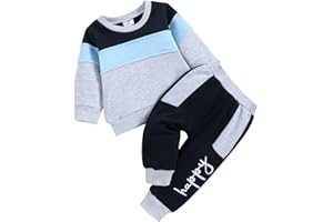 Dazzerake Ensemble Bébé Garçon Fille Tenue Garçon Fille Manches Longues Tenue de Sport Vêtement Bébé 3-24 Mois Sweat + Pantalon
