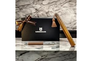 LACHIEVA LUX Superbe stylo roller en noyer avec règle/marque-page, cadeau de luxe pour femme et homme