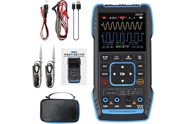 DEWIN 2C53T Oscilloskop, 3-i-1 Digitalt Oscilloskop/Multimeter/Signalgenerator 2-kanals Bandbredd 50 MHz Samplingsfrekvens 25
