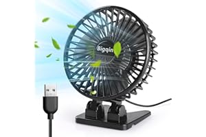 Bigqin USB Ventilator, Mini Tischventilator Fan Lüfter mit 3 Geschwindigkeiten, tragbarer Ventilator Klein für Büro, Schlafzimmer, Camping - Schwarz