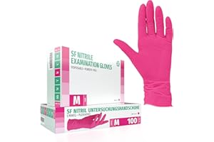 SF MEDICAL PRODUCTS GMBH SF Gants nitrile magenta M – 100 gants jetables, non poudrés, sans latex, résistants, pour la cuisine, l’usage médical, le ménage, la mécanique, le tatouage, la coiffure, l’usage alimentaire