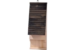 dobar® Green Label 2104FSCe Großer Fledermauskasten Pteropodidae - Fledermaushaus Massivholz - Fledermaus Unterschlupf - Fledermaushöhle - Schlafplatz für Fledermäuse - 19,5 x 14 x 53,5 cm - Schwarz