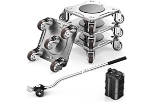 WOUOW Kit de Transporte de Muebles con Elevador de Muebles - Placa de Acero al Carbono Reforzada y 5 Ruedas TPE Giratorias 360°, Capacidad Máxima 500kg, Mueve Muebles Pesados Fácilmente