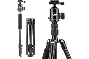 Fotopro Statyw do aparatu 200 cm/79 cali, aluminiowy statyw podróżny 2 w 1 i głowica 360°, zdejmowany statyw jednonożny do lustrzanek cyfrowych, maksymalne obciążenie 8 kg / 17,63 lbs