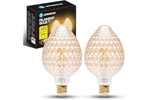 Aigostar - Lampadina LED E27 4W, Luce Calda 1800K, 320 Lumen, Decorativa: Fragola Sfaccettata, Lampadina Vintage Tipo Edison Con Filamento, Colore Ambrato, Non dimmerabile, Confezione da 2 pezzi