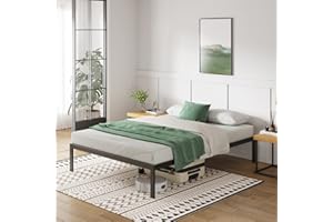 Novilla Cadre de lit Plateforme en métal 30cm, Sommier, avec 5 Pieds Hauts, Rangement sous Le lit, Support à Lattes en Bois,Assemblage Facile,120 x 190 cm, Noir