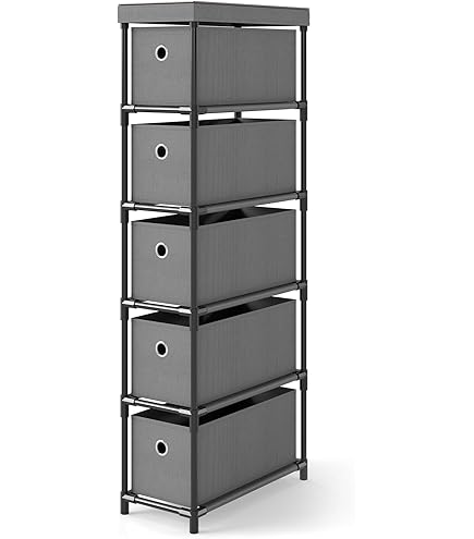 FIVE Simply Smart - Set de 6 Boîtes de Rangement Uni 48cm Gris Foncé